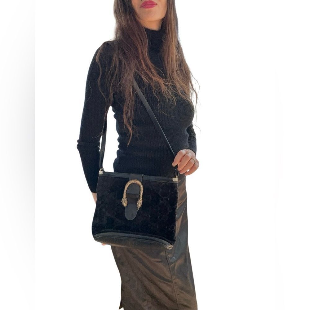 Gucci Vintage Dionysus black velvet GG shoulder bag